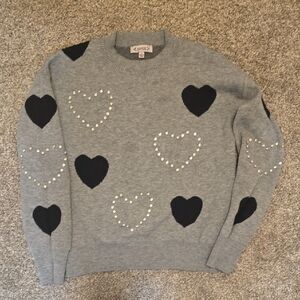 Gray Sweater with Black Heart Design